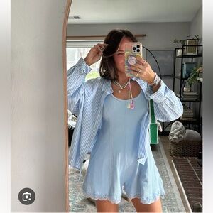 NWT Free People Classic Twist Lace Lined Oversized Romper
